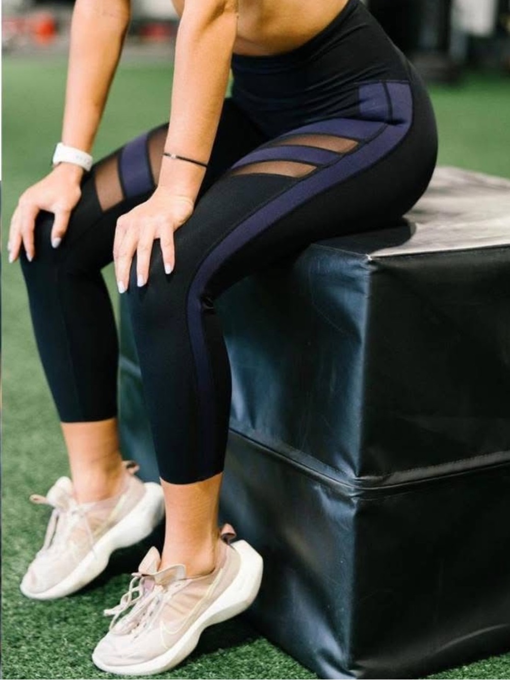 Zyia Active High-Waist Black & Deep Purple Mesh Luxe Performance 7/8 Leggings